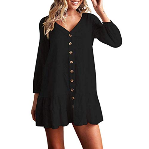 Click Here to See More Images Women Dress,Dainzuy Long Sleeve Button Down Swing Casual Mini Dress
