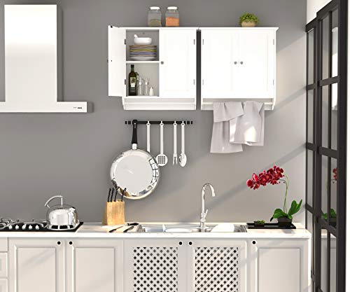 Homfa Bathroom Wall Cabinet Over The Toilet Space Saver Storage Cabinet Kitchen Medicine Cabinet Doule Door Cupboard With Adjustable Shelf And Towels Bar White Pricepulse