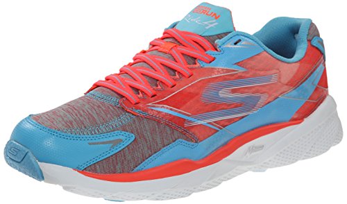 Skechers Performance Women's Go Run Ride 4 Heathered Running Shoe, Blue/Coral, 9.5 M US