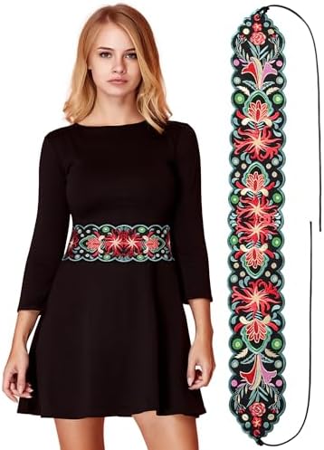 Cotton Embroidered Flat Waist Belt Sash 31in 22in Ties Traditional Amazon.com: Jacq & Jürgen Mexican Waist Belt – Blue  main image 2
