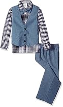 Perry Ellis Little Boys Heather Poplin Vest Set, Bloom, 4