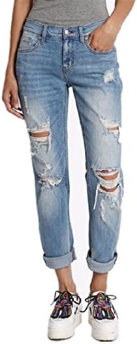 Dustin Clothes Distressed Destructed Washed Denim Mid Rise Relaxed Boyfriend Jeans