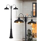 MYHXQ Outdoor Post Light, Dusk to Dawn Outdoor Lamp Post Lights 2-Head Farmhouse Street Light Fixture, Exterior Black Pole Li