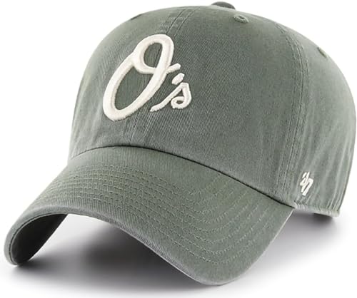 47 MLB Moss Primary Logo Clean Up Adjustable Strap Hat Cap Adult Einheitsgröße (Baltimore Orioles), Baltimore Orioles Moss, Einheitsgröße