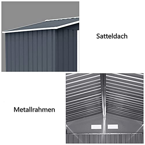 GYMAX Gartenhaus Metall, Garten Schuppen mit geräumigem Stauraum, wetterbeständiger Geräteschuppen, Gerätehaus mit… – Bild 4
