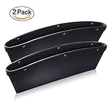 Leather Car Seat Gap Filler, Ampper Car Seat Side Console Slit Caddy Catcher Storage Box Pad Pocket Premium Quality PU Leather - (0.79 - 1.6