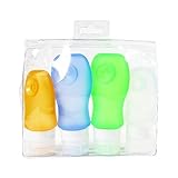 Queentools Travel Bottles Set of 4 Bottles, Travel Bottles Accessories -Leak Proof, Approved Food Safe, FDA Approved, BPA Free, Travel Size Accessories -Toiletry Bottle Tubes for Shampoo, Lotion, Cosmetic, Airline Travel Essentials -Silicone Travel Containers -Blue/Green/Yellow/White -Pack of 2 3Oz/89ml and Pack of 2 2Oz60ml