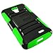 LG L31G / LG Access LTE Case Combo by ICE-CLEAR(TM)-HERCULES Dual- Layer Hard/Gel Hybrid Kickstand Armor Case w/ Holster (Black/Green)+Touch Screen Stylus