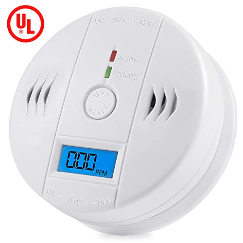 Carbon Monoxide Gas Detection,CO Detector Alarm LCD Portable Security Gas CO Monitor,Battery Powered,Alarm Clock Warning (9V Battery not Included) (UL2034)