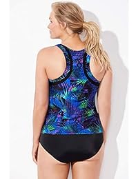 Trajes de baño para todas las damaes de talla grande resistente al cloro Lycra Xtra Life cuello alto Racerback Tankini Top