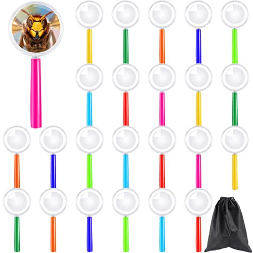 24 Pack Magnifying Glasses for Kids,Mini Magnifying Glass,5X