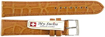 NP Watch Band Leather Watch Band Crocodile Pattern Width 18 mm. Brown Color