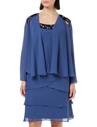 Gina Bacconi Embellished Tiered Sequin Jacket Dress, Wedgewood, 12