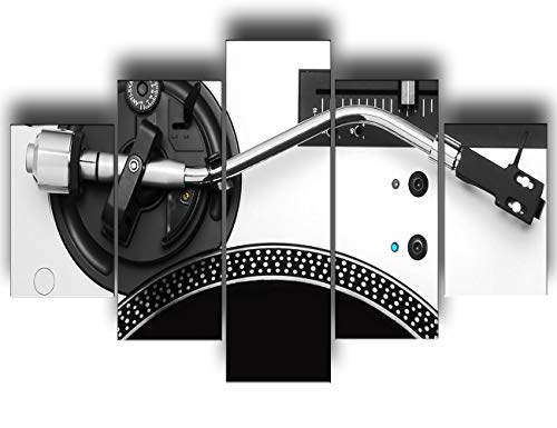 Contemporary Wall Art Paintings for Bedroom DJ Mixer Pictures Turntable Playing 5 Panel Canvas Pictures Party Decorations for Living Room Framed Stretched Ready to Hang Posters and Prints(60''Wx40''H)