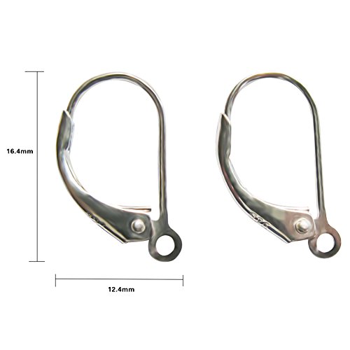 TOAOB 8Pcs Sterling Silver French Earring Hook Lever Back Earwires 16 x 12mm Hypo-allergenic Jewelry Findings