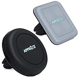 Car Phone Mount, APPS2CAR Air Vent Magnetic Car Phone Mount Two-Pack Bundle With 1 Circular, 1 Rectangular Mount (Clip to Vents), 4 Magnetic Plates (Attach to Phone) Using GripMax Magnets