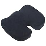 LoveHome Coccyx Seat Cushion Memory Foam Orthopedic Chair Pad with Nonslip Bottom and Fix Straps - Alleviates Tailbone Pain And Sciatica Work Well for Office Chair, Recliner, Wheelchair & Cars (Black)
