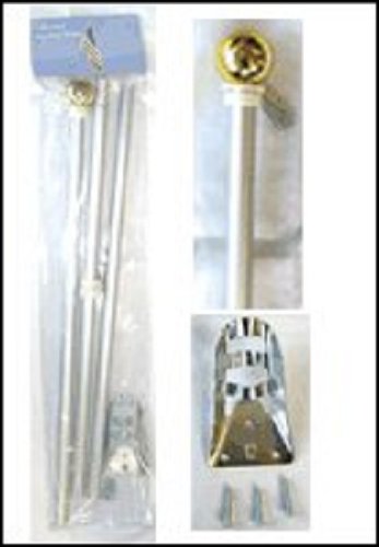 Aluminum Silver Flag Pole BALL 6ft Wall Mount Flagpole Set 6 Foot