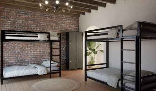 CASA FERRO Litera Individual de Acero Reforzado para Niños y Adultos - Soporta 400 kg - Estructura Industrial Doble Nivel 100 × 203 x 170 cm - Fabricada en México (Acero Negro)
