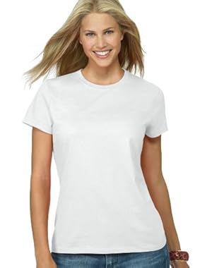 Hanes Womens 4.5 oz., 100% Ringspun Cotton nano-T T-Shirt (SL04)- WHITE,S