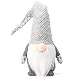 Funoasis Christmas Gnome Gifts Holiday Decoration Kids Birthday Present Handmade Tomte Plush Doll, Home Ornaments Tabletop Santa Figurines 19 Inches (Grey Point)