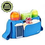 Baby Stroller Organizer and Diaper Bag by Deluxer Features Adjustable Universal Fit, 2 Bottle Holders