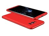 A Trading 3 in 1 Ultra-Thin PC Hard Case 360 Degree Protective for Galaxy S8 Plus (Red)