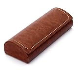 Hard Shell Eyeglass Case  Polemax PU Leather Vintage Pattern Glasses Protective Case for Small Medium Sized Glasses Frame (Brown)
