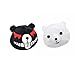 Danganronpa Pair of Junko Enoshima Plush Bear Hair Clips Set from Hope's Peak Academy Saga - White/Black