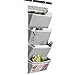 Hanging Wall Organizer, Over The Door File Organizer by Aoolife-Hanging Wall File Folder Office Supplies Storage Organizer with 2 Stainless Steel Hook,4 pocekt Hanging Storage Organizer (Grey)