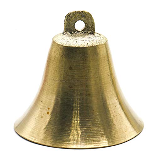 Buorsa Pack of 2 Pieces Vintage Style Brass Hanging Bell 2" Tall Clear Ring for DIY Craft Elephant Cow Camel Bells