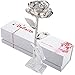 DEFAITH Silver Dipped Real Rose, Best Gifts for Her 25th Anniversary Valentine's Day Christmas Mother's Day - Sterling Silver Rose with Stand