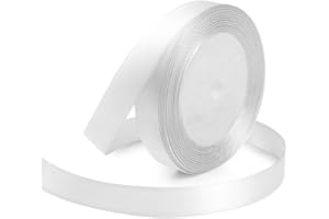 KMER LIFE White Ribbon 5/8 Inches x 25 Yards, White Satin Fabric Silk Ribbon for Gift Wrapping, Bows Making, Floral Bouquets, Wreaths, DIY Handicrafts, Sewing Projects, Baby Shower and Wedding Party