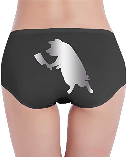 PIG WITH BUTCHER KNIFE Stic Platinum Style Women's Cotton Panties Black