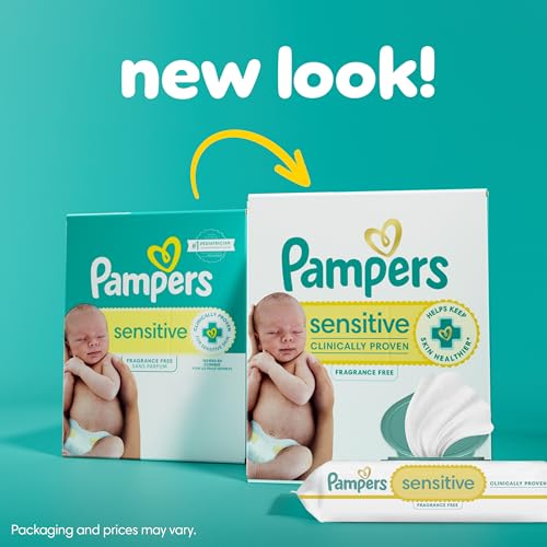 PAMPERS BABY WIPES, SENSITIVE, WATER BASED WIPE, CLINICALLY PROVEN, HYPOALLERGENIC, AND UNSCENTED FOR BABIES, 672 WIPES TOTAL (8 FLIP-TOP PACKS)