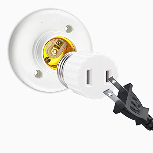 [2 Pack]Light Socket to Plug Adapter, Convert Light Socket to Polarized