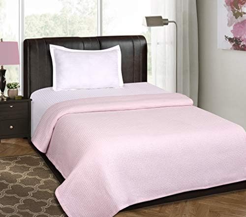 All Season Cotton Thermal Blanket in Waffle Weave -Perfect for Layering Any Bed, Baby PINK-60x90 inch,Light Thermal Blankets,Twin Thermal Blankets,Breathable Blanket,Twin Thermal Blankets