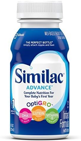 Similac Advance Infant Formula with Iron, Stage 1 Ready-to-Feed Bottles, 8 Ounce, (Pack of 24) (Packaging May Vary) by Similac Advance