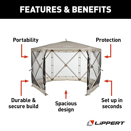 Lippert Picnic Popup Gazebo Tent 12x12 Brown - Instant Outdoor Screened Shelter for Camping & Patios image 22