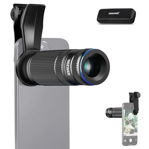 NEEWER 7X Telephoto Lens with Phone Lens Clip Compatible with iPhone Samsung, 15 Elements 12 Groups 7X Magnification Phone Lens for 17mm Thread Phone Cage/Phone Case/Backplate, LS-36 PRO
