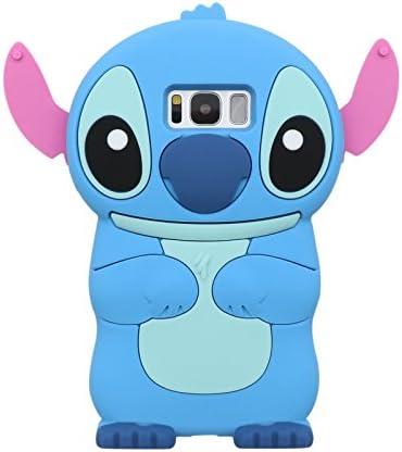 Galaxy S8 Case, Lilo Stitch Movable Ear Flip Cute 3D Cartoon Lovely Soft Gel Rubber Silicone Skin Case Cover for Samsung Galaxy S8 ( Stitch Blue)