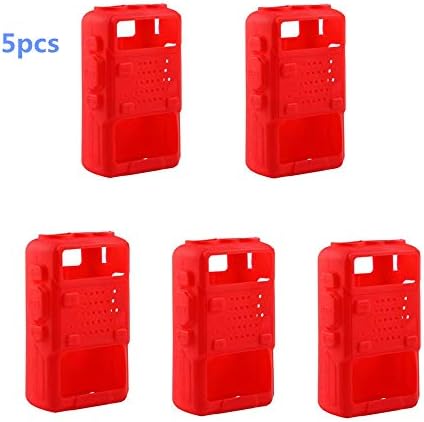 2 Way Radio Holster Protection Rubber Soft Case Compatible with BF-UV5R UV-5RV UV-5RE UV5R+ UV-985 RT-5R RT-5RV WalkIe Talkies (Red)