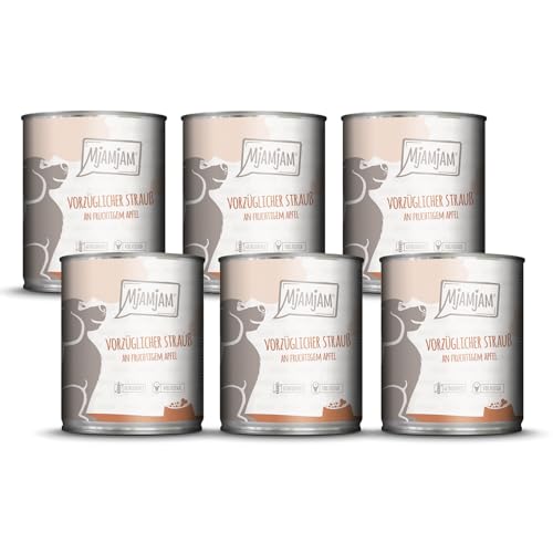 MjAMjAM - Premium wet food for dogs - exquisite bouquet of fruity apple, 6 pack (6 x 800g), grain-free with extra meat