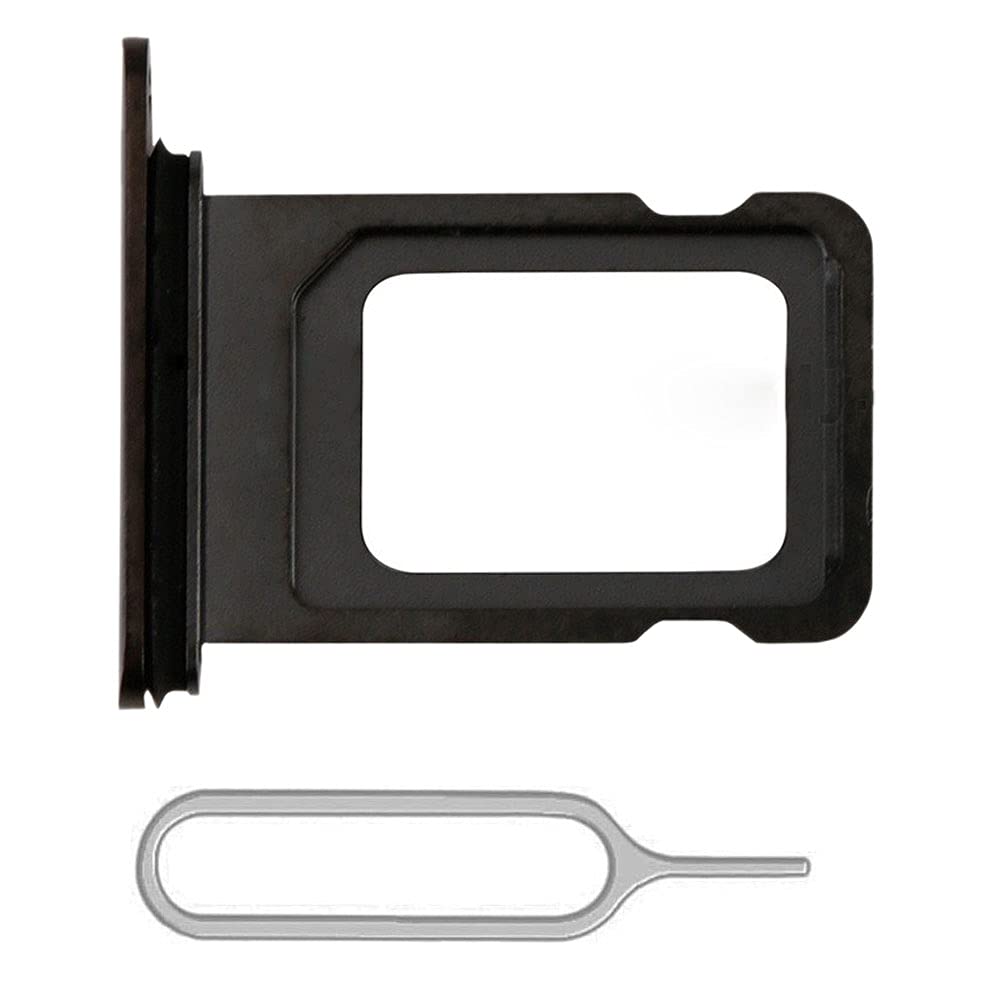 Iiseon Premium Dual SIM Card Tray Slot Compatible with iPhone 11 Including Rubber Ring and SIM Pin (Black, Dual SIM)