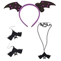 Halloween 3 pc Set-Bat Wing Headband & Bat Earring & Necklace