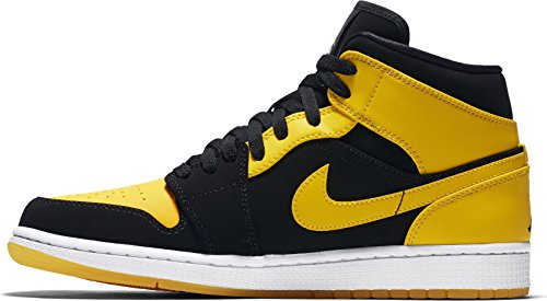 Jordan Men's Air 1 Mid, BLACK/VARSITY MAIZE-WHITE, 10 M US