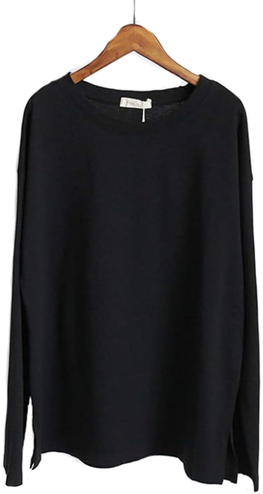 アトップダダン Tシャツ レディース 無地 シンプル ロングt 春秋 スリット カシュクール ゆったり ロング丈 トップス かわいい コーデ Tシャツ カットソー 通販 Amazon