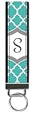 Snaptotes Teal Moroccan Design Monogram Wristlet Keyfob Keychain,Letter S