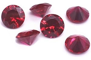 PONYTOYY Blood-red Ruby Mohs Hardness 9 Round Faceted Gemstone Brilliant Cut Ruby Gem RB015