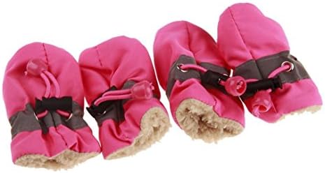Sunward Pet Dogs Adjustable Boots Leather Cashmere Winter Anti-Slip Warm Rain Snow Shoes